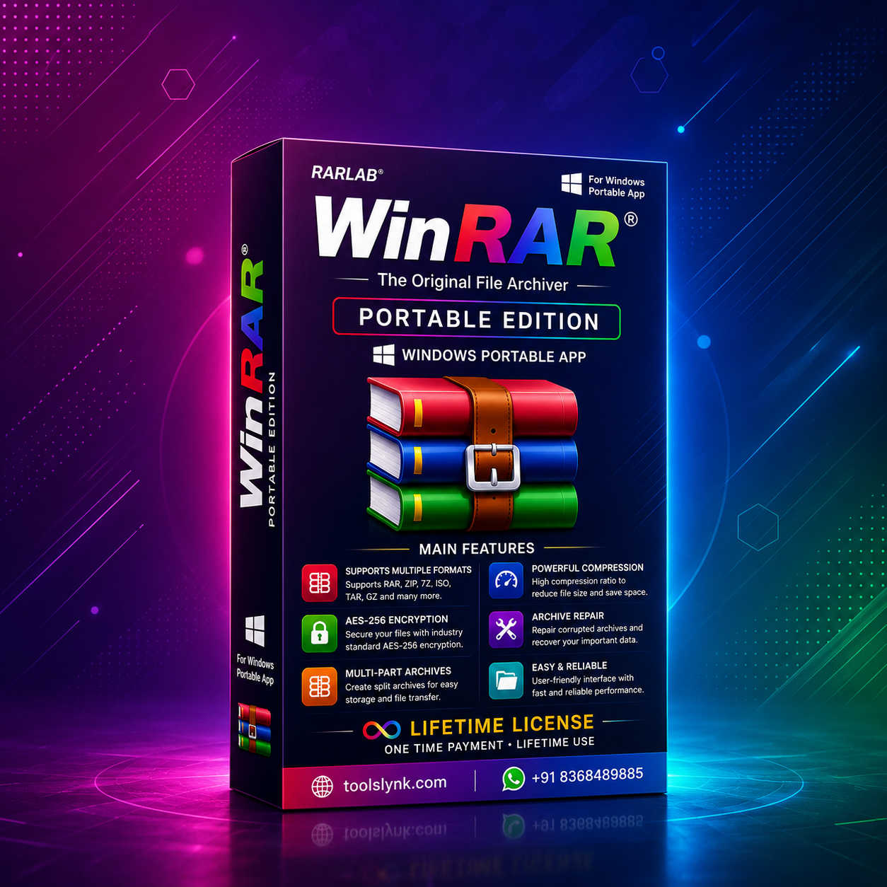 winrar primary image WinRAR Portable Edition for Windows – Lifetime Access ⚡ - Image 1
